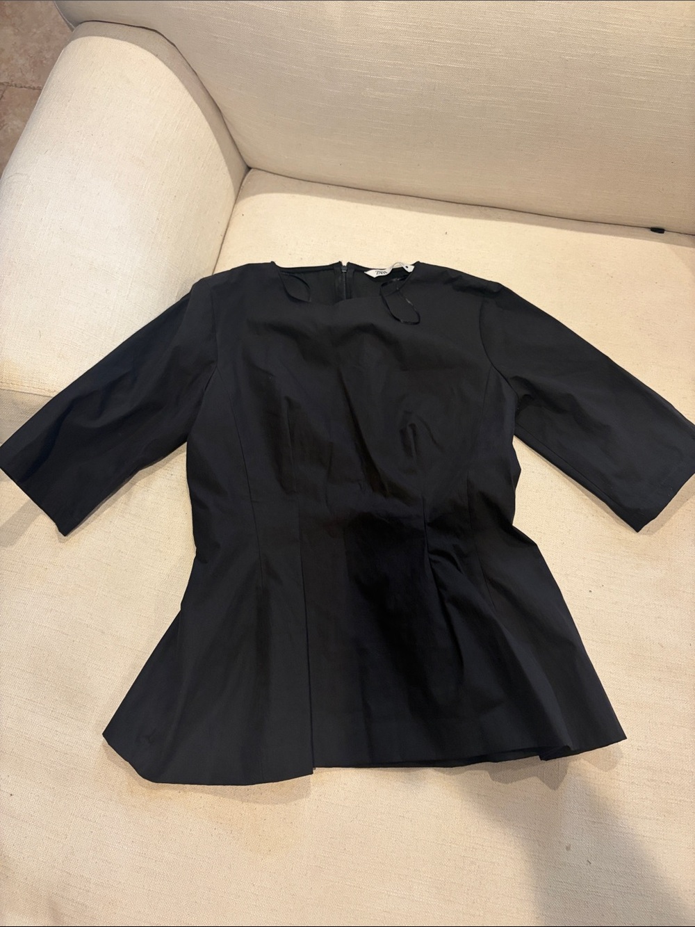 zara womens quarter sleeve flare shirt black medium